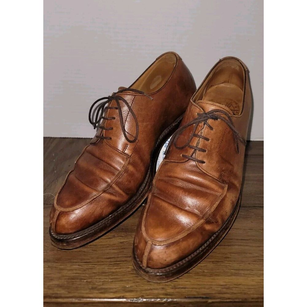 Alt Wein Men's Dress Shoes 8.5 Us/7.5 Uk Brown Cognac Lace Up Oxford Double Soul